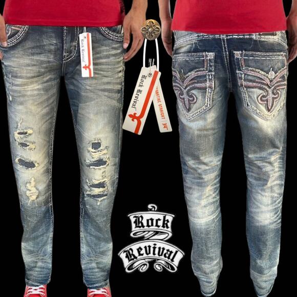 Rock Revival Gary Vtg Blue Alt Straight Jean Size: 30" W x 34" I RP3664A204 - Picture 1 of 8